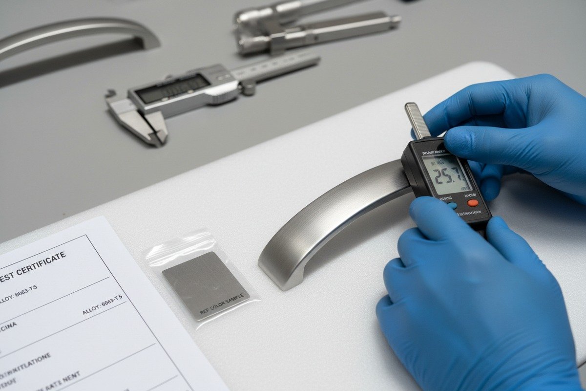 Verifying Aluminum Handle Quality Verifying aluminum handle quality through pre-production samples and anodization thickness testing (ID#2)