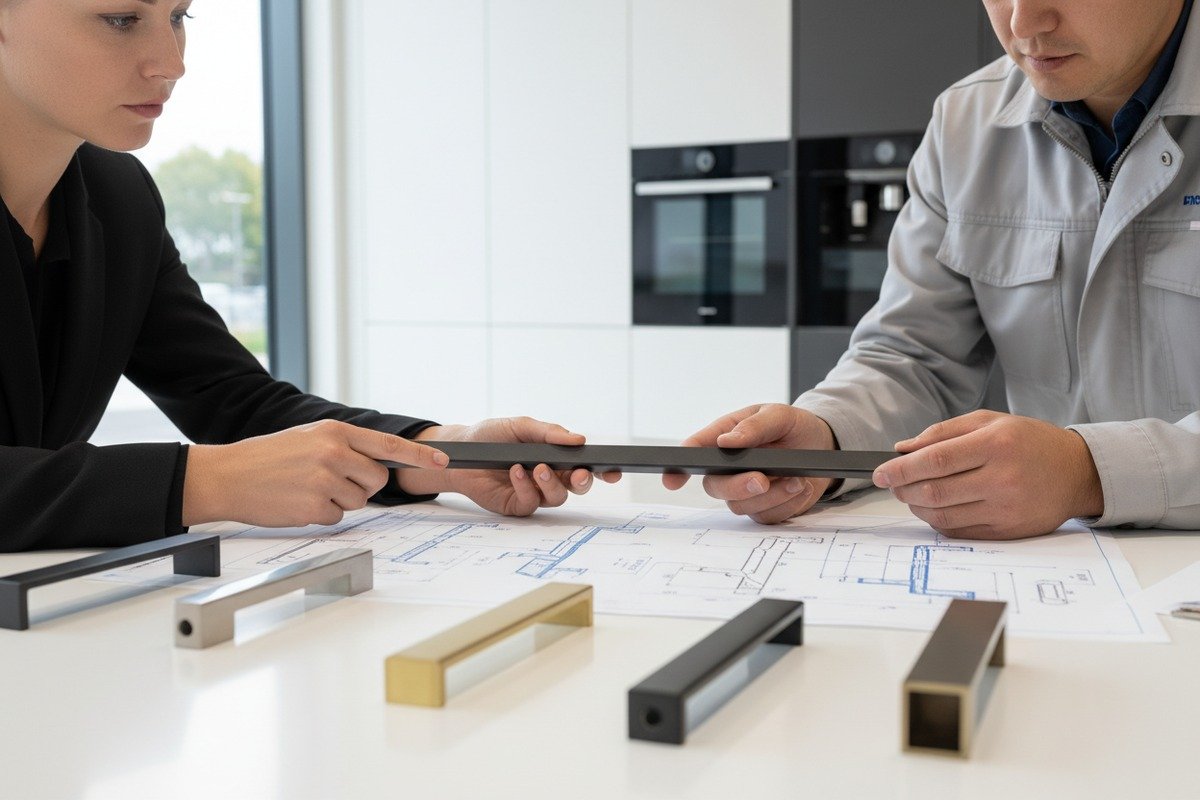 Custom batch sizes for aluminum handles tailored to specific furniture production schedules and needs (ID#5)