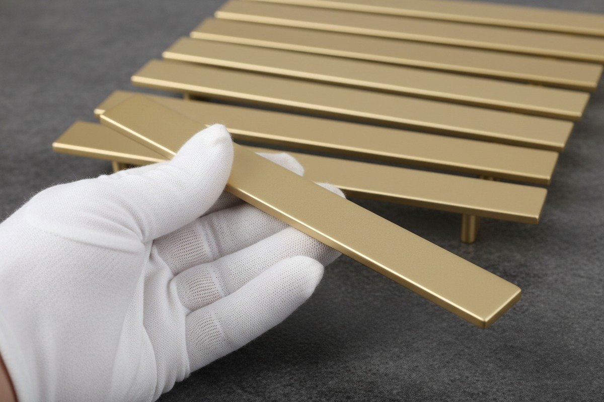 Inspecting anodized finish quality and oxide layer thickness on aluminum profile hardware samples (ID#3)