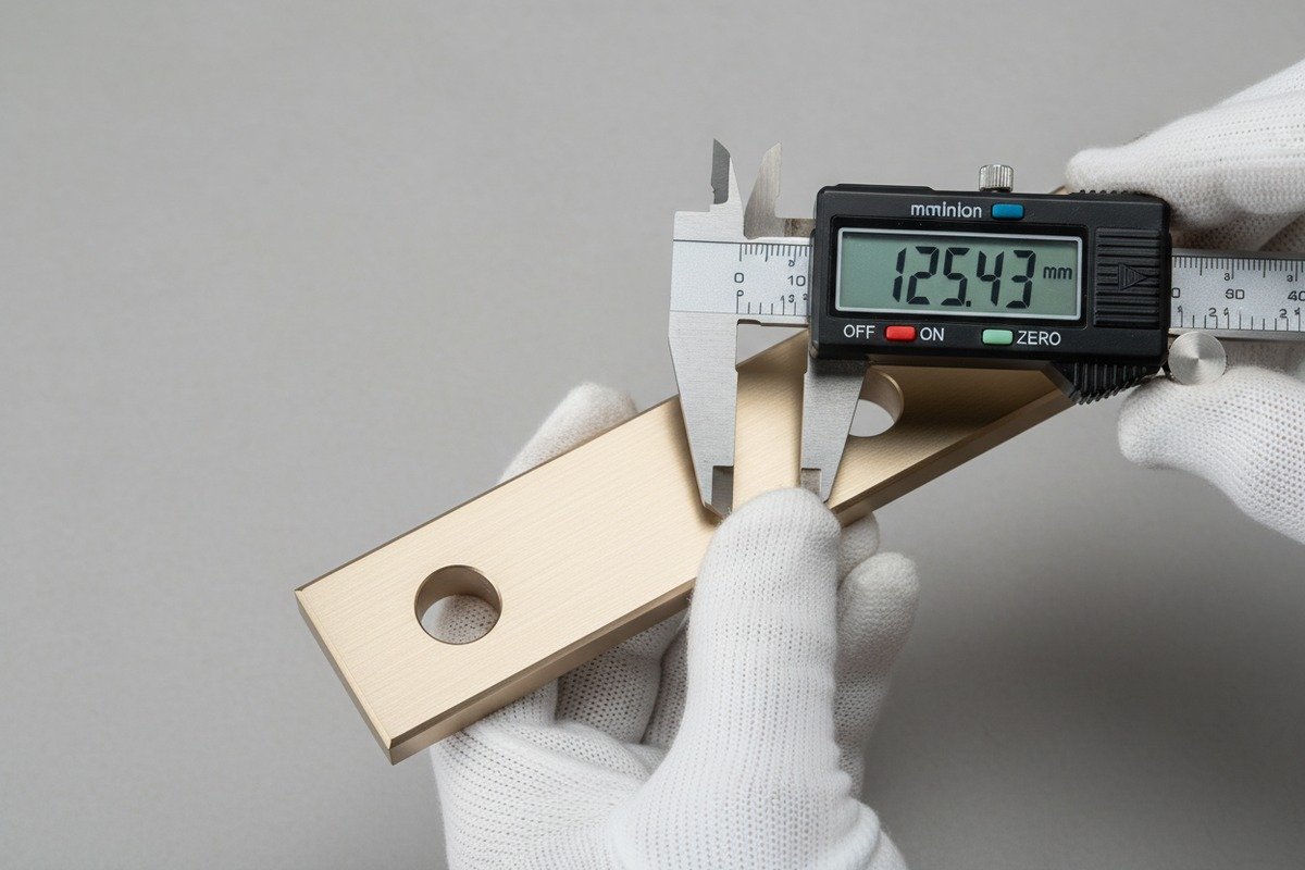 Inspecting aluminum handle samples for surface finish consistency and dimensional accuracy (ID#3)