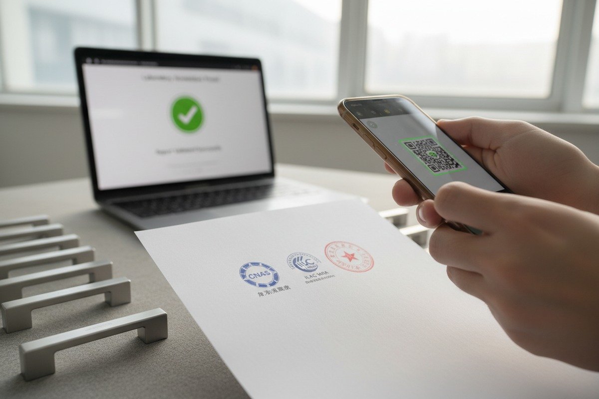 Verifying authenticity of Chinese handle supplier quality reports with CNAS and ILAC marks (ID#2)