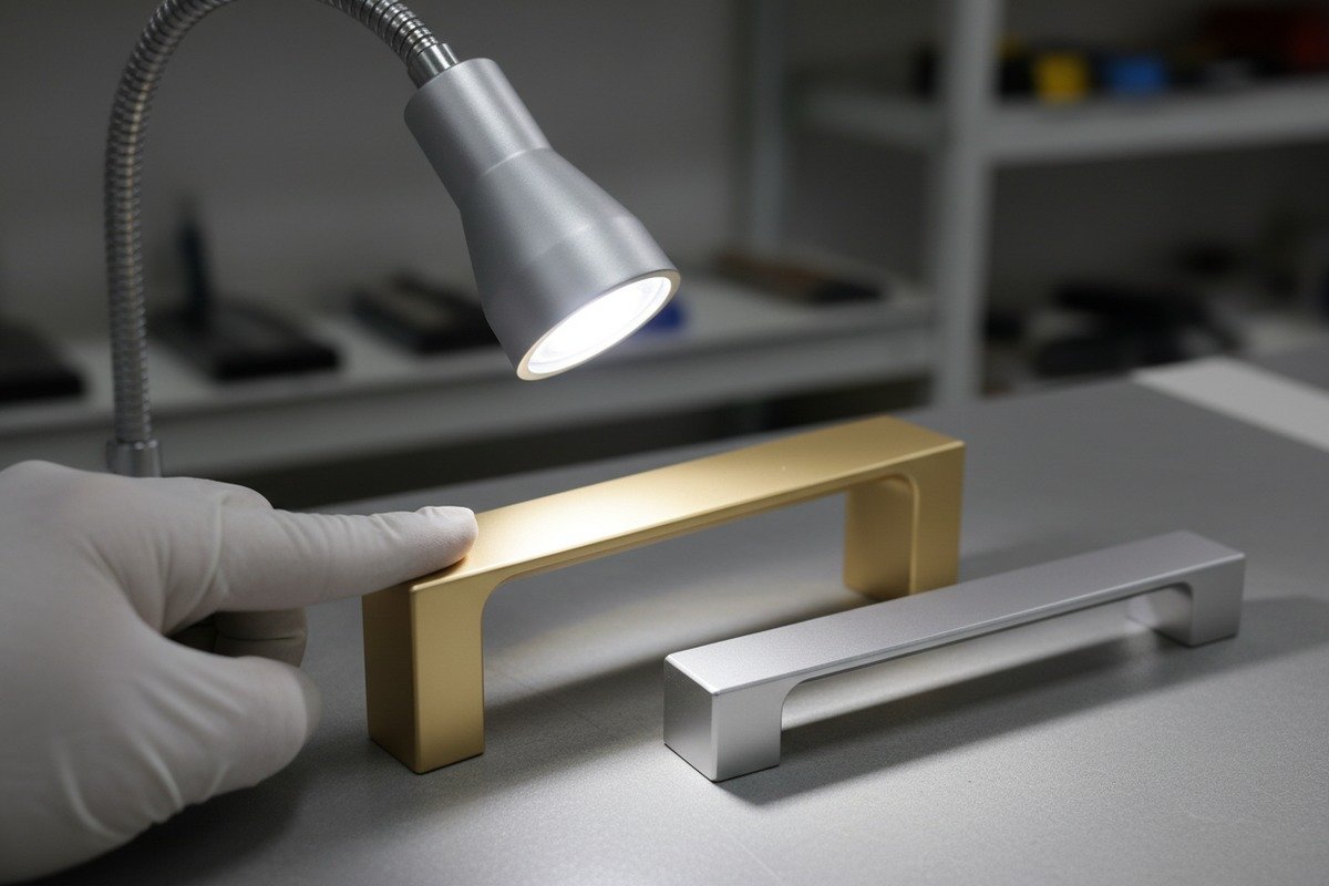 Verifying furniture handle finishing requirements through gloss meter readings and salt spray testing (ID#3)