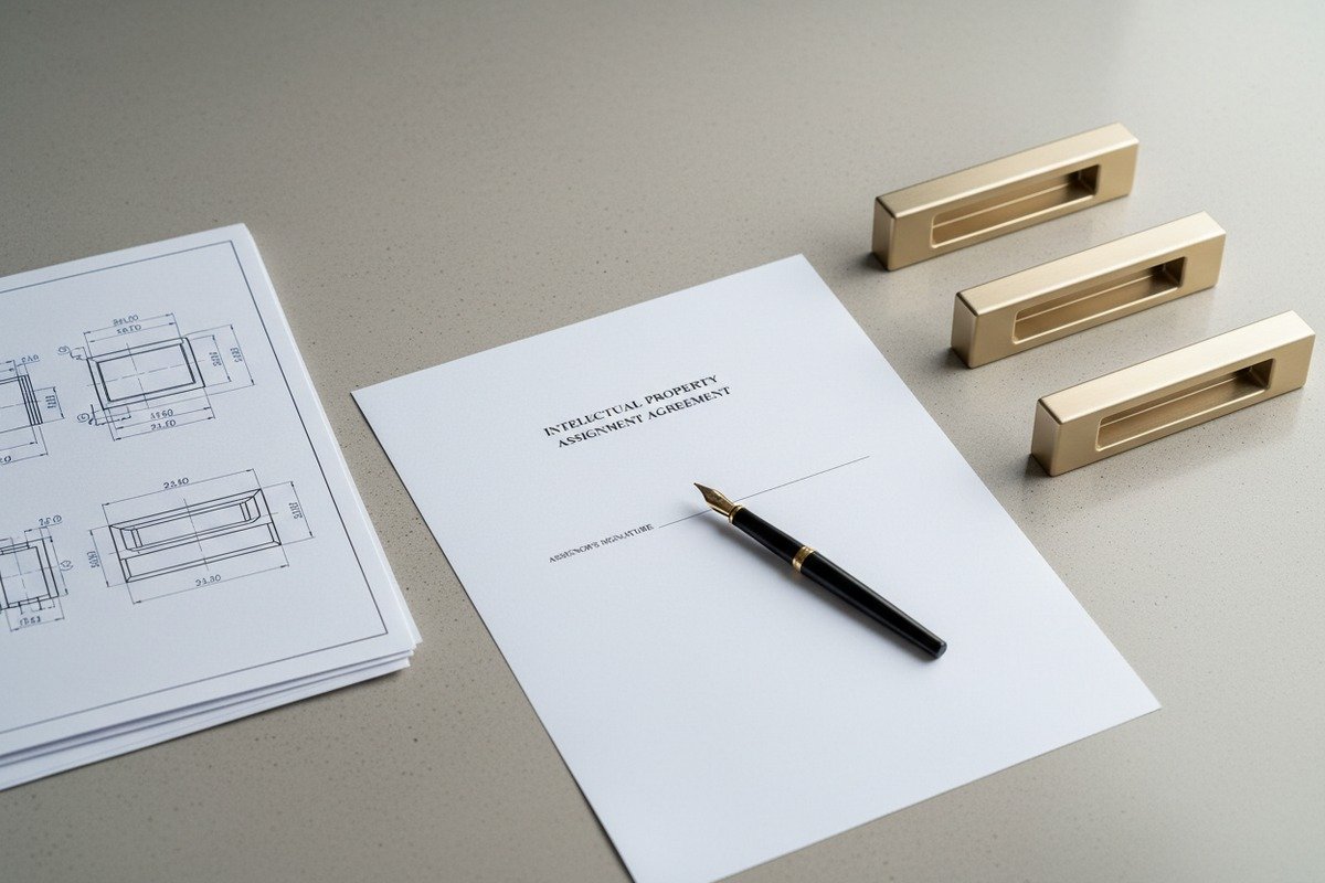 Custom aluminum handle design IP assignment clause for ownership of patents and copyrights (ID#2)