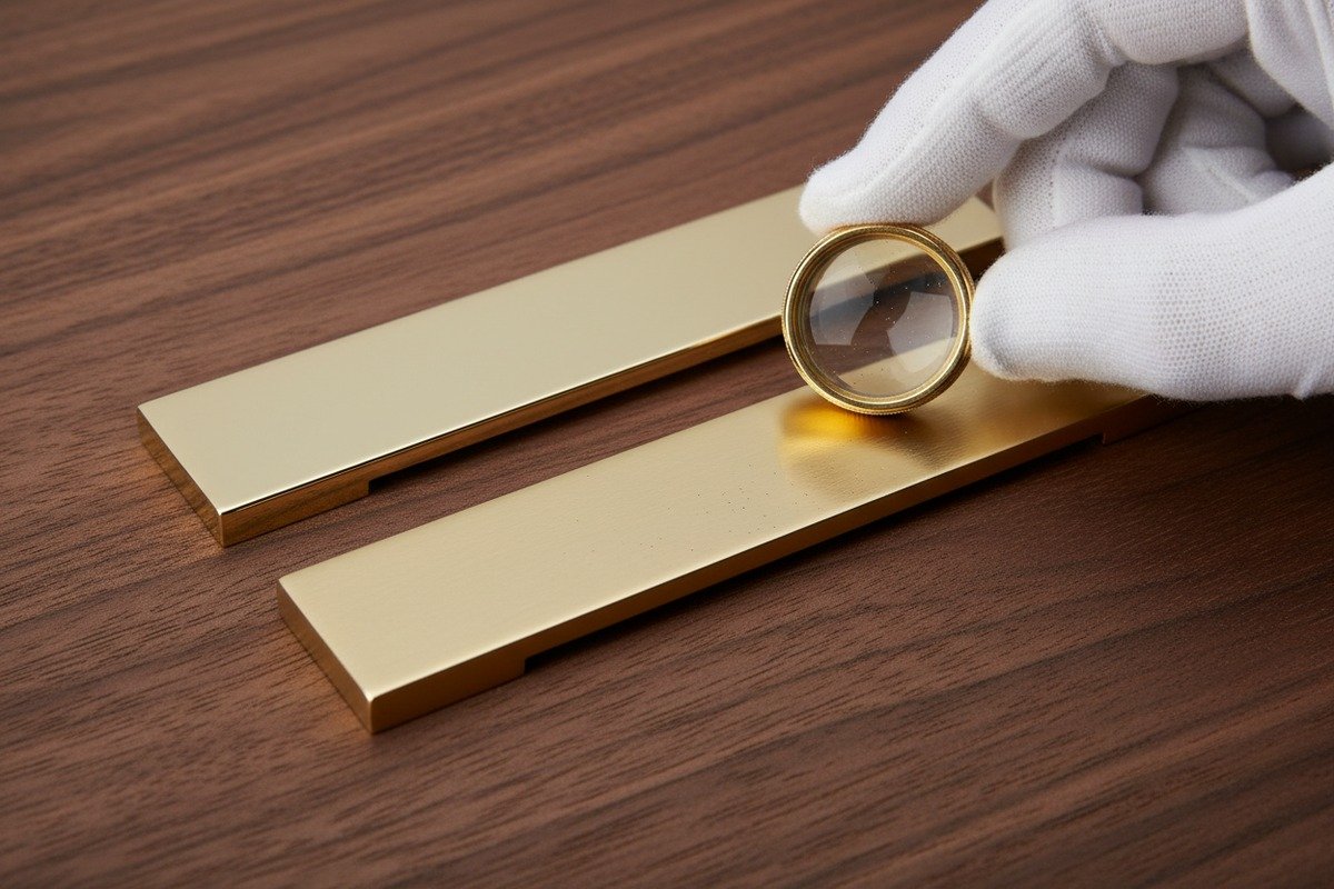 Detecting Recycled Aluminum Finishes Visual defects like uneven anodizing and micro-pitting on recycled aluminum cabinet handle finishes (ID#2)