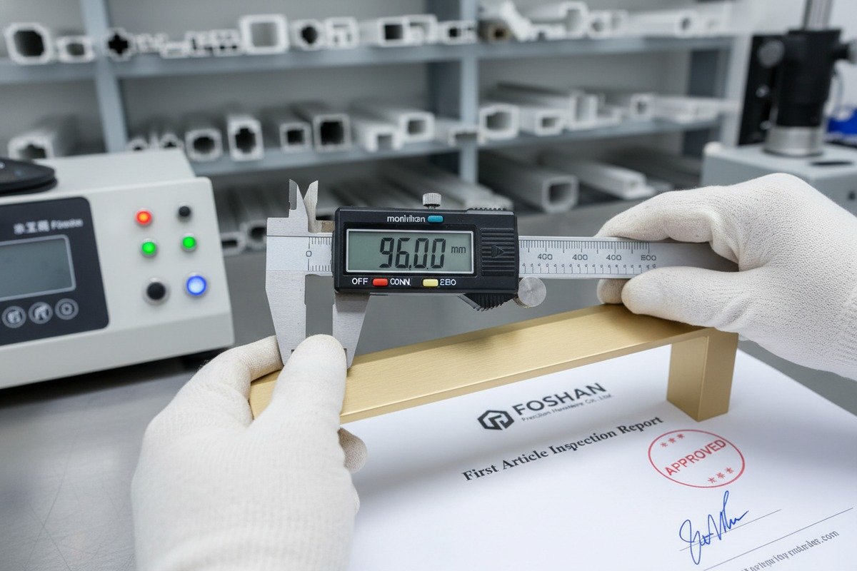 Bulk order aluminum handle quality assurance using First Article Inspection and alloy heat numbers (ID#2)