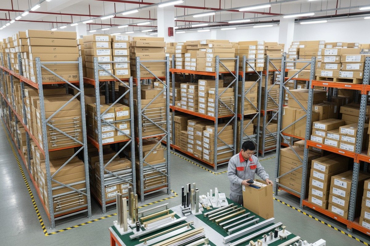 Supplier warehouse with ready stock of popular aluminum handle styles and finishes (ID#2)