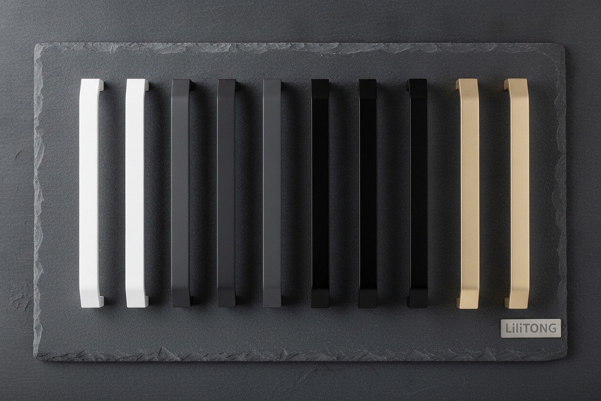 Custom Aluminum Handle Treatments Custom OEM aluminum handle surface treatments with unique colors and textures for furniture factories (ID#4)