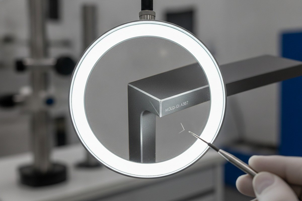 Sample Quality Red Flags Identifying red flags in hand-picked aluminum handle samples during quality inspection (ID#3)