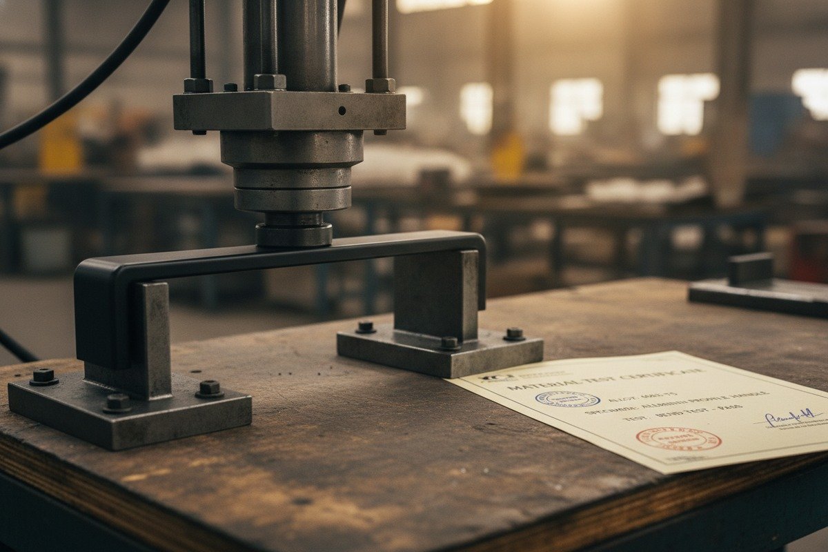 Verifying Aluminum Handle Hardness Verifying material grade and hardness of aluminum handles for heavy duty use (ID#2)