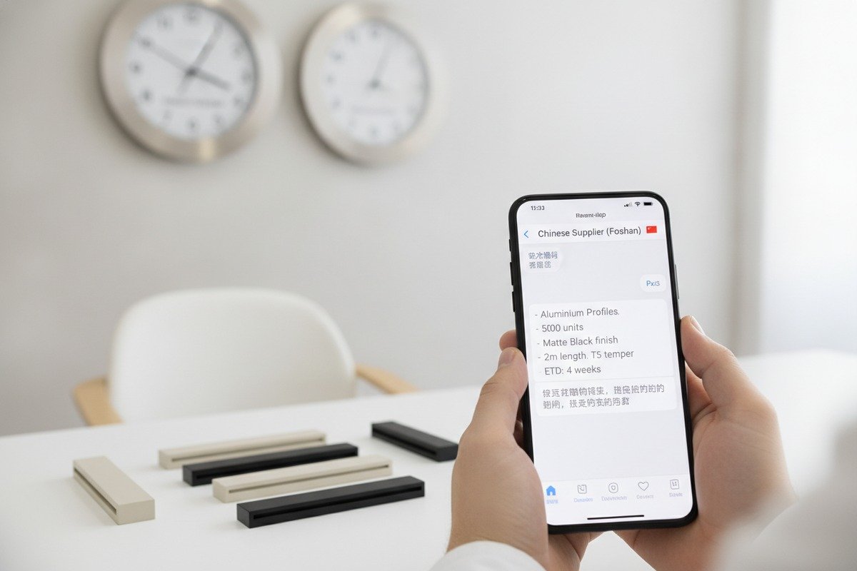 WhatsApp Communication with Suppliers Using WhatsApp to communicate effectively with Chinese aluminum handle suppliers across different time zones (ID#2)