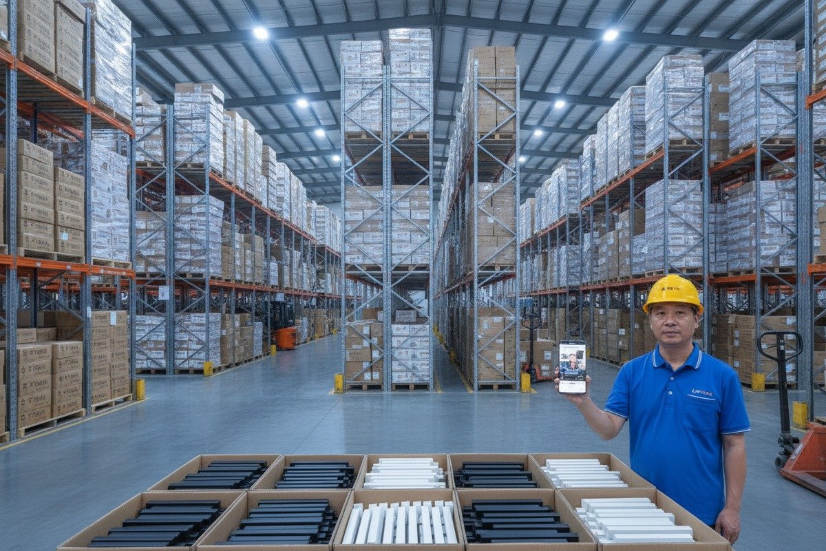 Verify Supplier Ready Stock Verifying Foshan supplier ready stock for furniture handles with warehouse photos and SKU counts (ID#2)