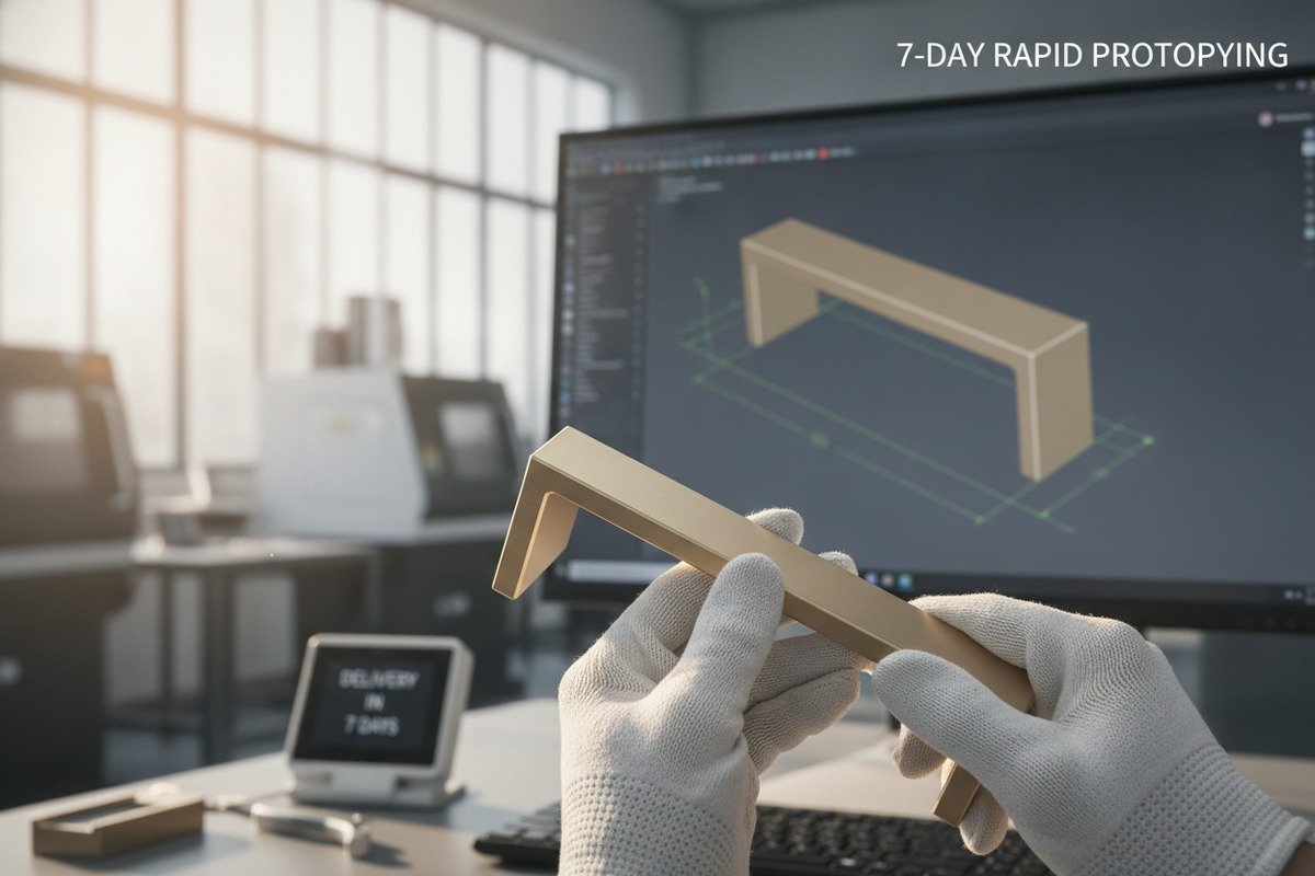 Custom Handle Production Timeline Ensuring custom aluminum handle designs are produced and shipped within a seven-day production window (ID#3)