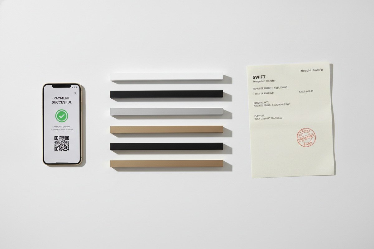 Reliable bulk payment methods Reliable SWIFT T/T and QR code payment methods for bulk aluminum handle orders (ID#2)