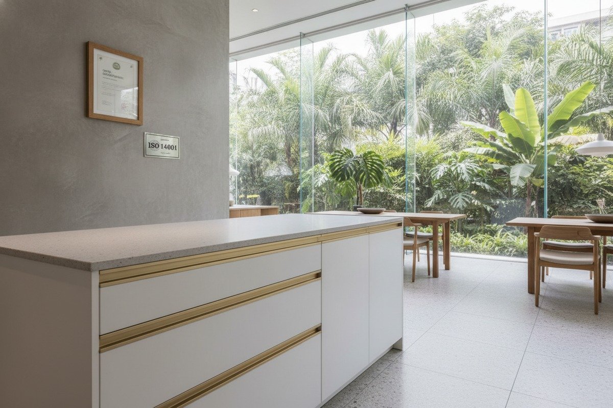 Eco-friendly Hardware Certifications Eco-friendly certifications including ISO 14001 and LEED for sustainable aluminum furniture hardware (ID#3)