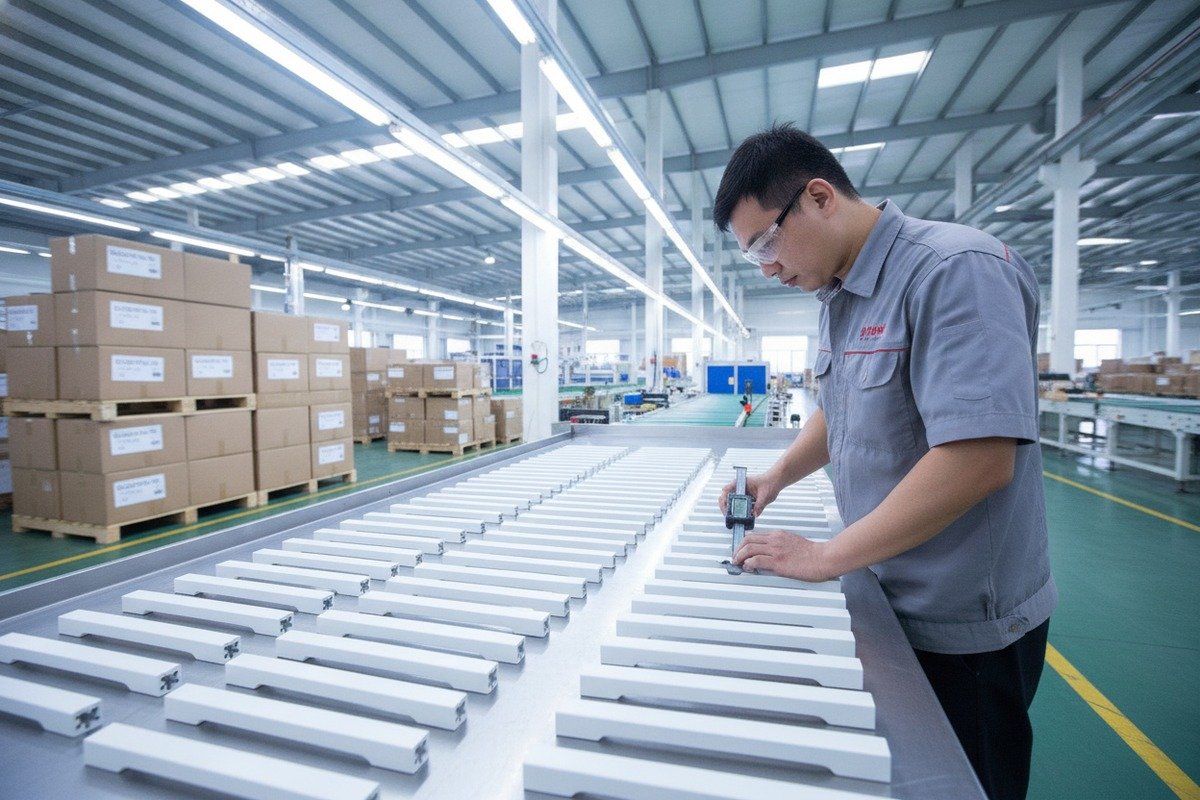 Verifying consistent hole spacing in bulk aluminum handle orders through quality inspection and sampling (ID#5)