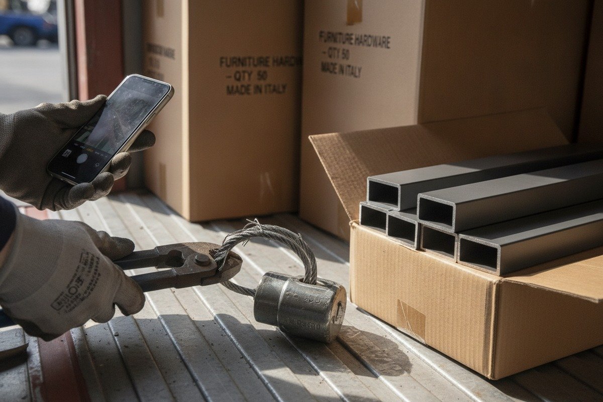 Documenting evidence of damaged aluminum handle shipments with photos and third-party survey reports (ID#2)