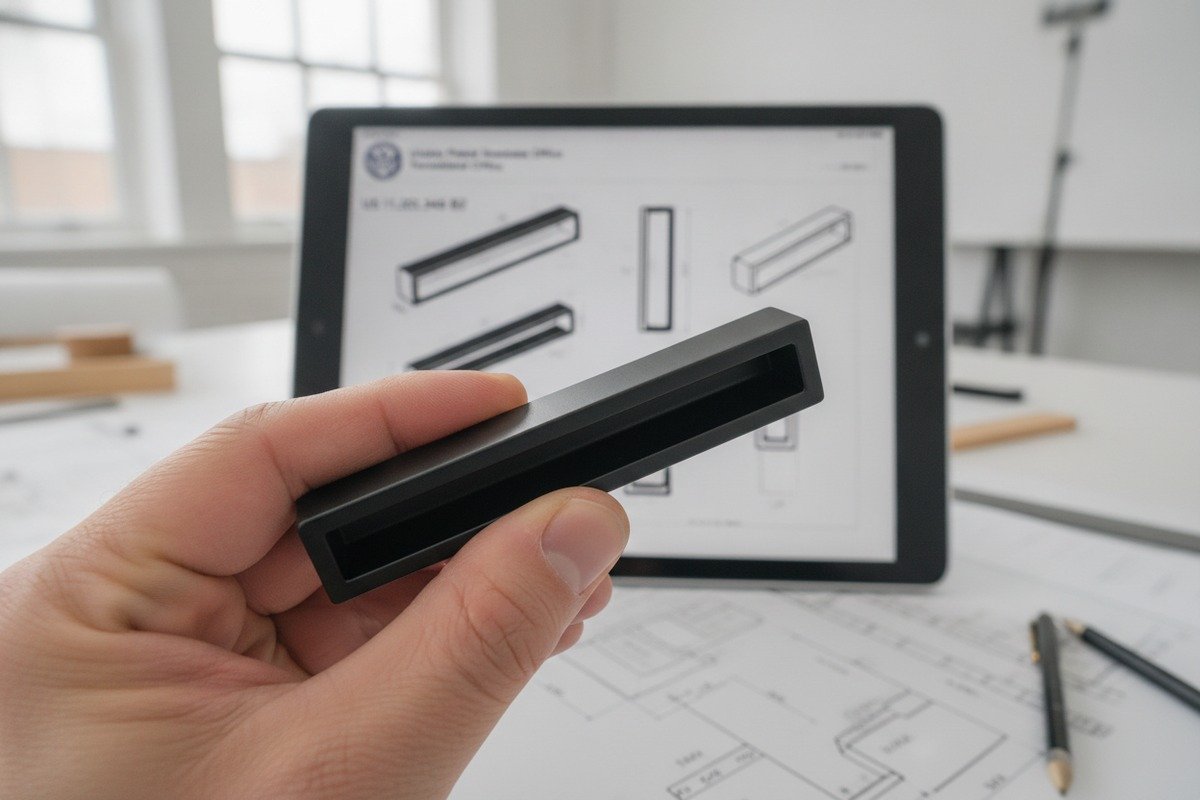 Using official patent databases like USPTO and WIPO to verify aluminum handle design claims (ID#2)