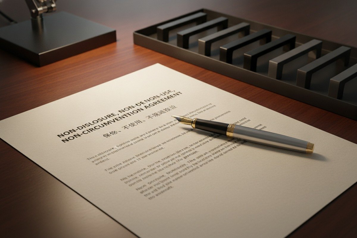 China NNN Agreement Protection Using a China-specific NNN agreement to legally protect custom aluminum handle designs (ID#2)