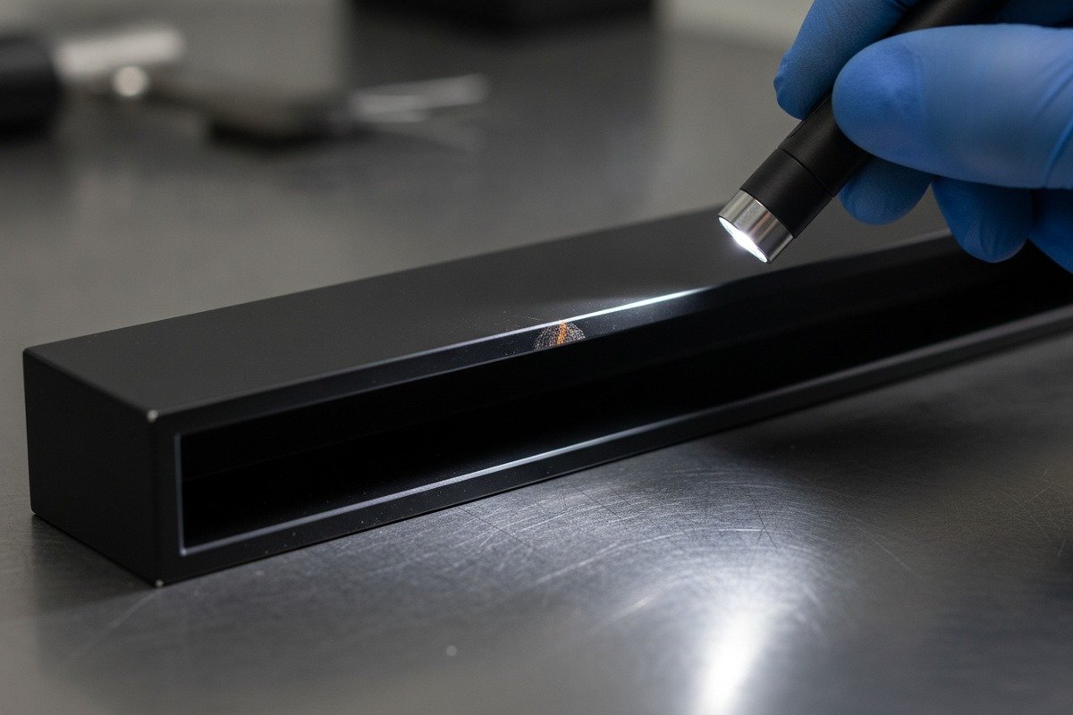 Common surface finish defects like scratches and pitting on aluminum furniture handles (ID#2)