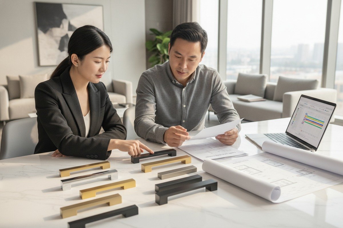 Negotiating Lower MOQ Strategies Negotiating lower MOQ for custom logo aluminum furniture handles through design simplification (ID#2)