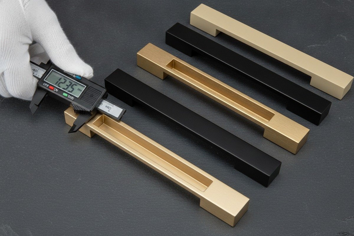 Aluminum Handle Surface Treatment Aluminum handle extrusion and surface treatment processes for guaranteed finish quality and durability (ID#2)
