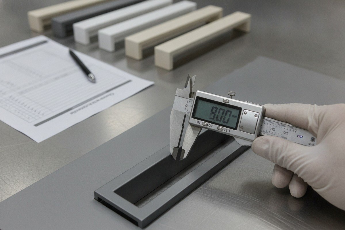 Production Quality Control Checkpoints Quality control checkpoints in an aluminum handle production line including material inspection (ID#2)