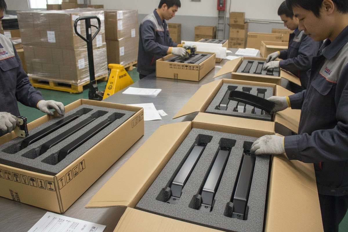 Discussing custom handle requirements and technical tolerances with the factory engineering team (ID#5)
