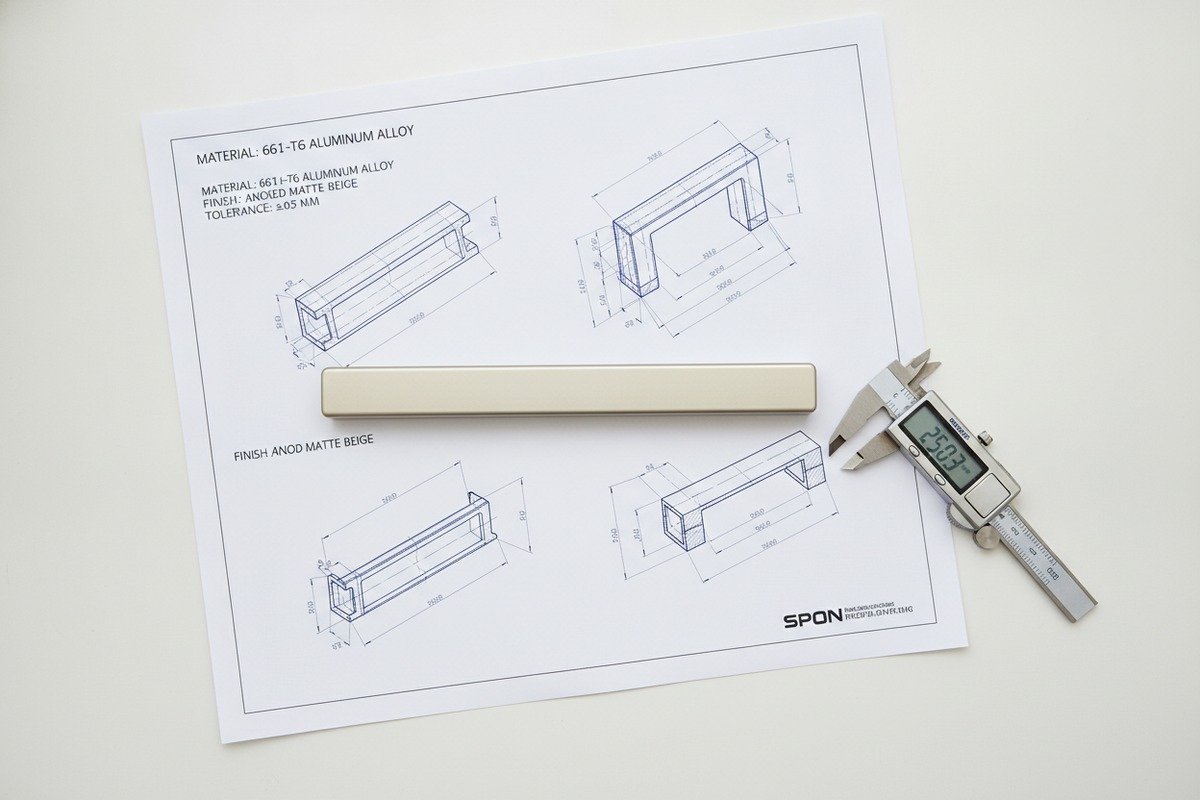 Visualizing aluminum handle scale and finish on furniture using 3D models (ID#3)