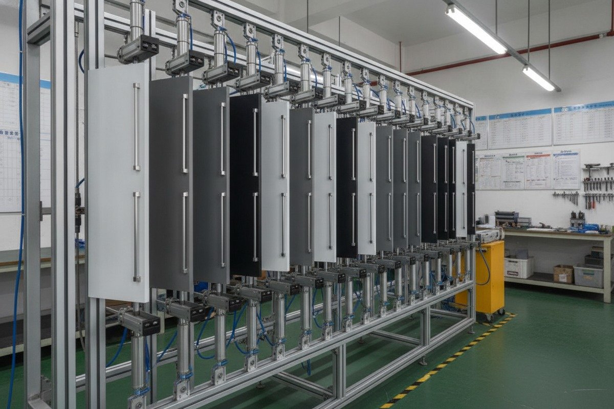 Pre-order Handle Testing Methods Mechanical cycle testing and pull-force measurement for aluminum handles before bulk wholesale orders (ID#4)