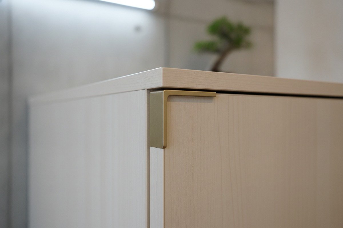 Japanese Compact Handle Designs Slim and ergonomic low-profile aluminum handles for Japanese space-saving furniture and compact living (ID#4)