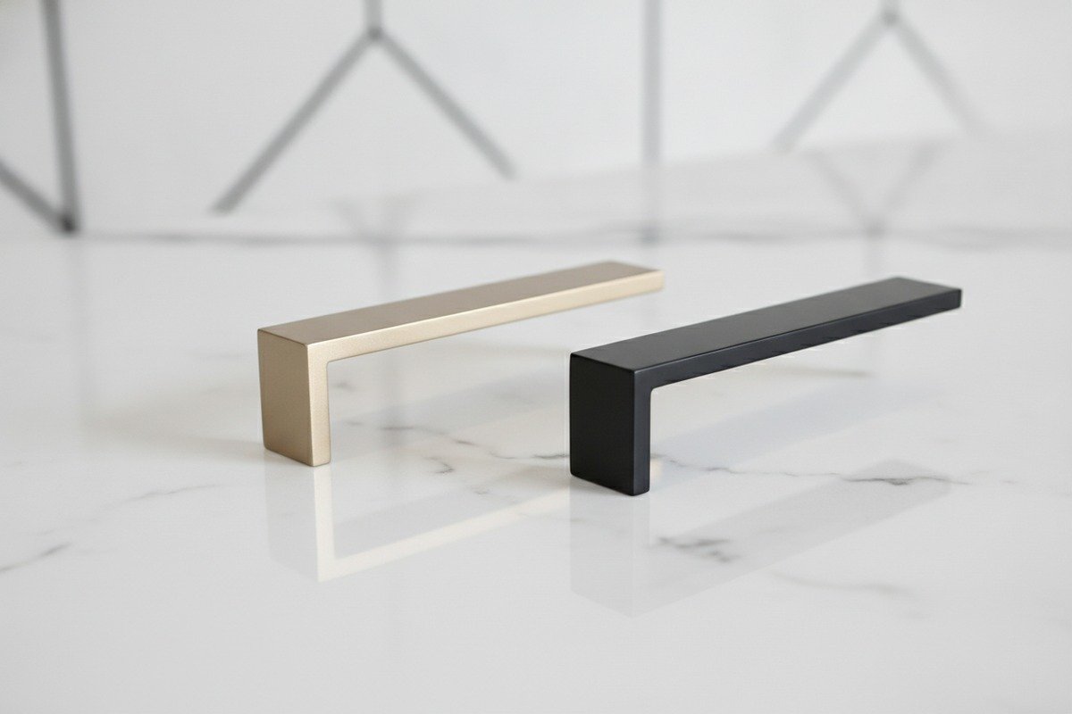 Distinguishing Aluminum Material Types Comparing visual appearance of primary and recycled aluminum in finished furniture handle surface finishes (ID#2)