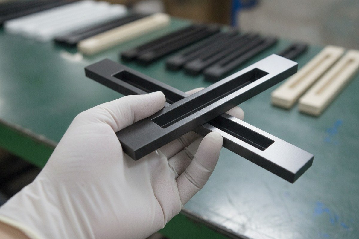 Wear Resistance Comparison Durable anodized and powder coated aluminum handles showing resistance to wear and tear (ID#2)
