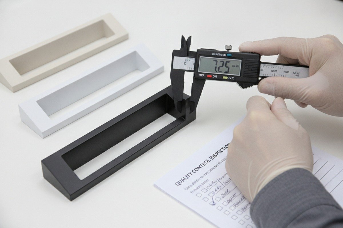 Verifying aluminum handle quality through physical samples and quality management system documentation (ID#2)