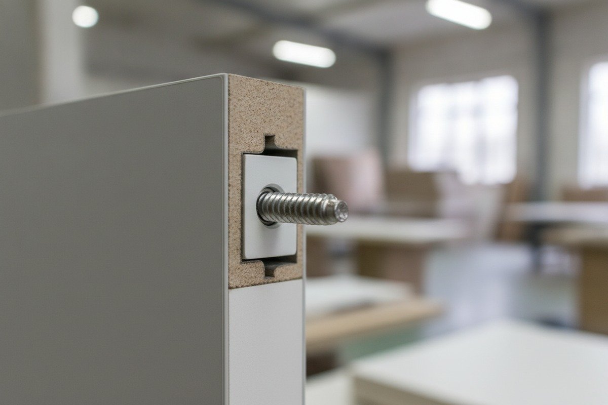 Screw Length and Threads Screw length and thread specifications for mounting aluminum handles on furniture panels (ID#3)