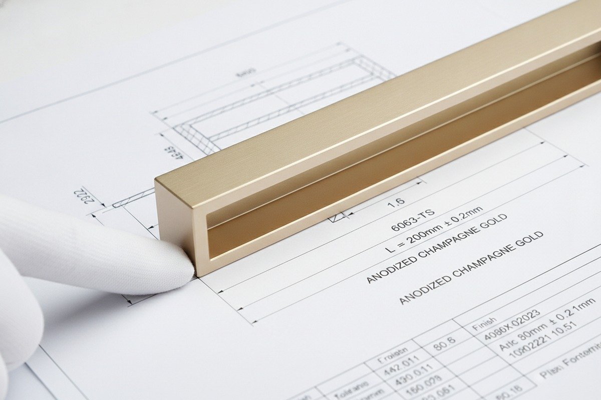 Balancing Design and Lead Time Balancing high-end design with lead time using standard and custom aluminum handle tracks (ID#3)