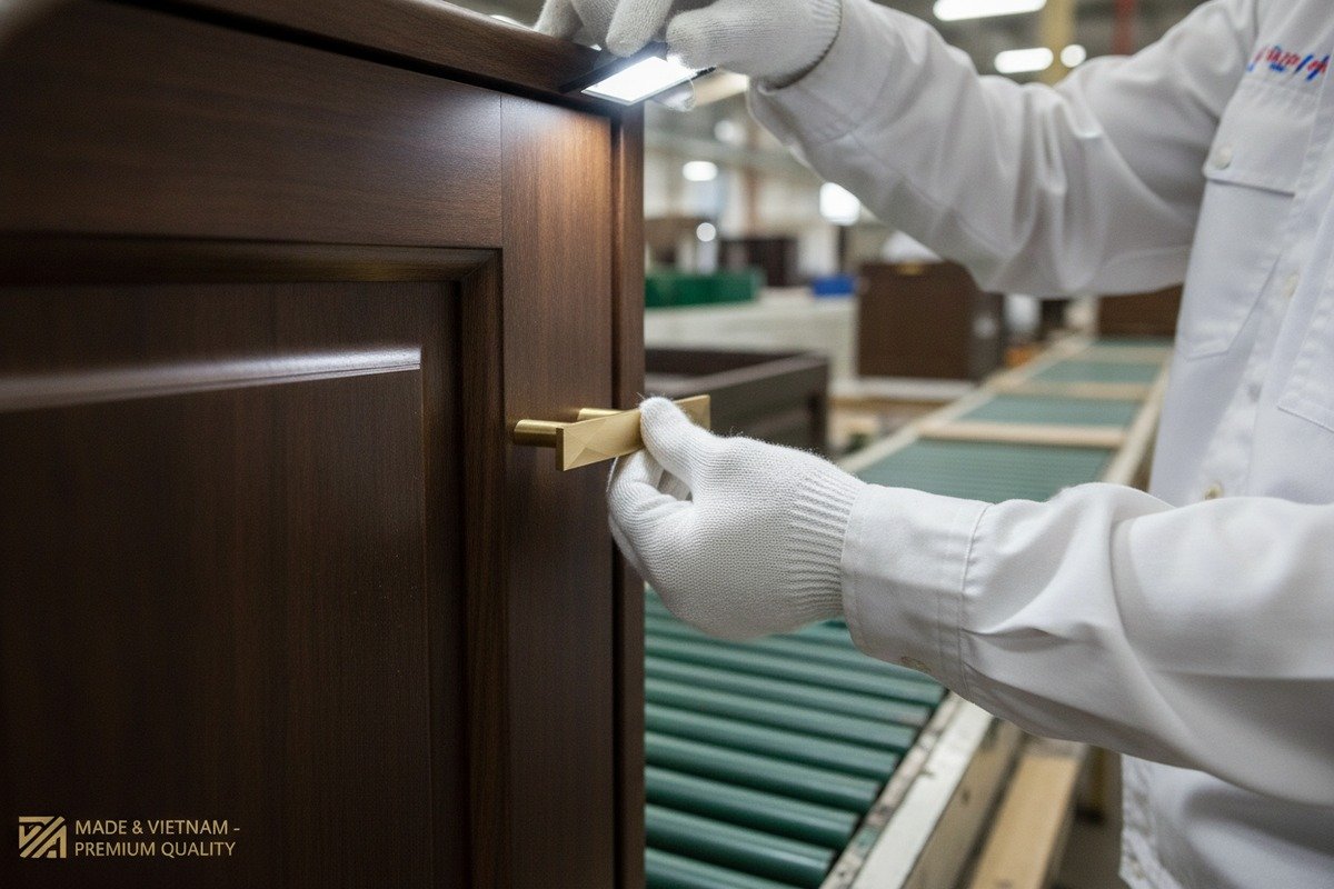 logistics warehouse showing organized metal hardware inventory