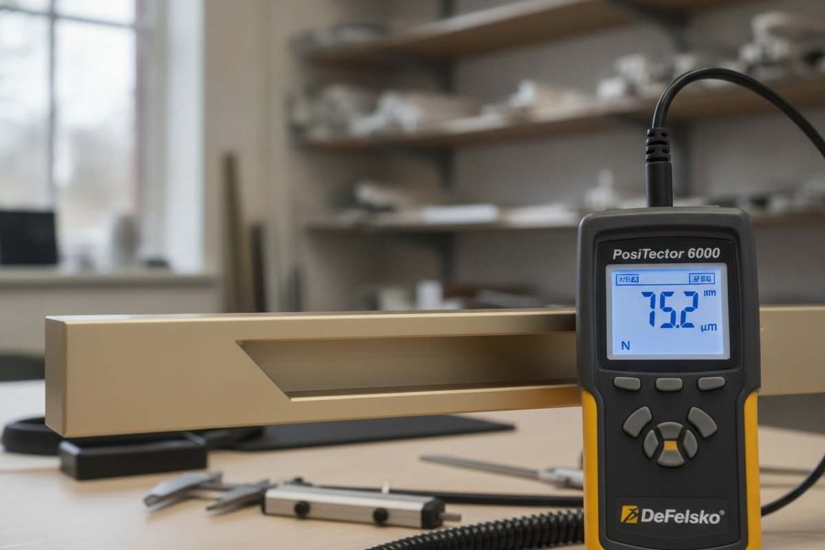 Measuring Coating Micron Thickness Using eddy current thickness gauges and microscopy to measure aluminum handle coating thickness (ID#2)