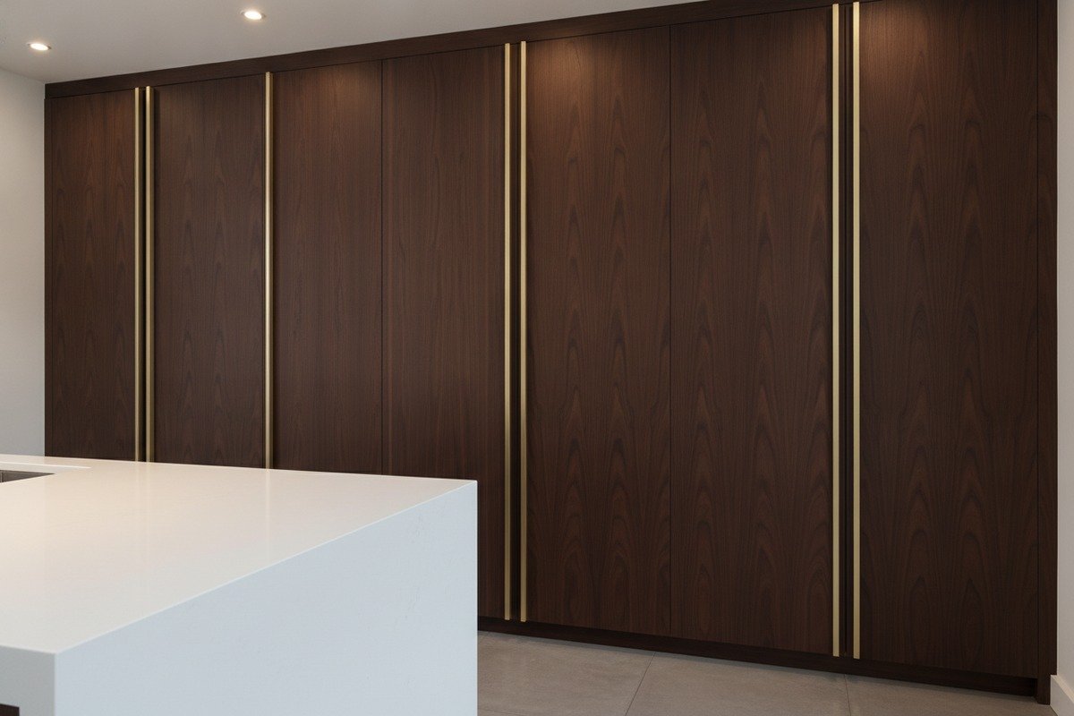 Modern Full-Length Aluminum Profiles Full-length aluminum profiles creating a modern high-end aesthetic with seamless architectural cabinet lines (ID#3)