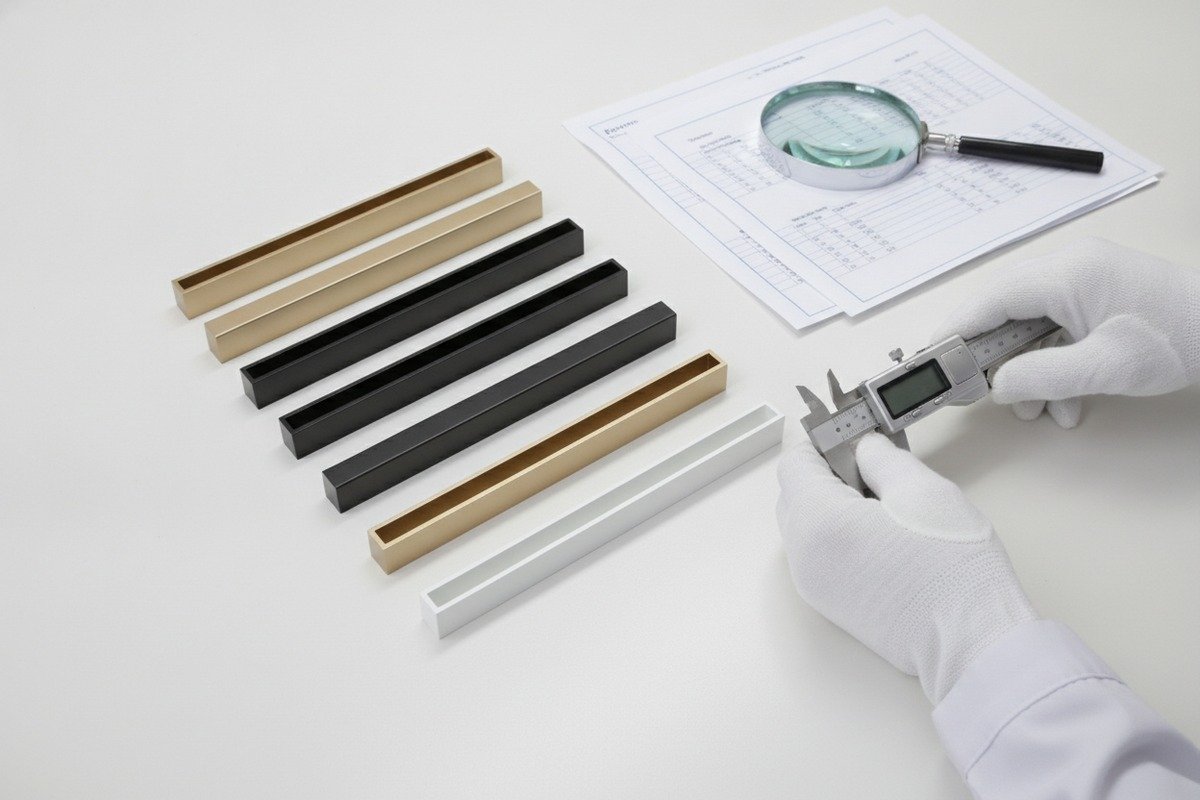 Testing Handle Finish Durability Verifying material quality and finish durability of minimalist aluminum handles through testing (ID#2)