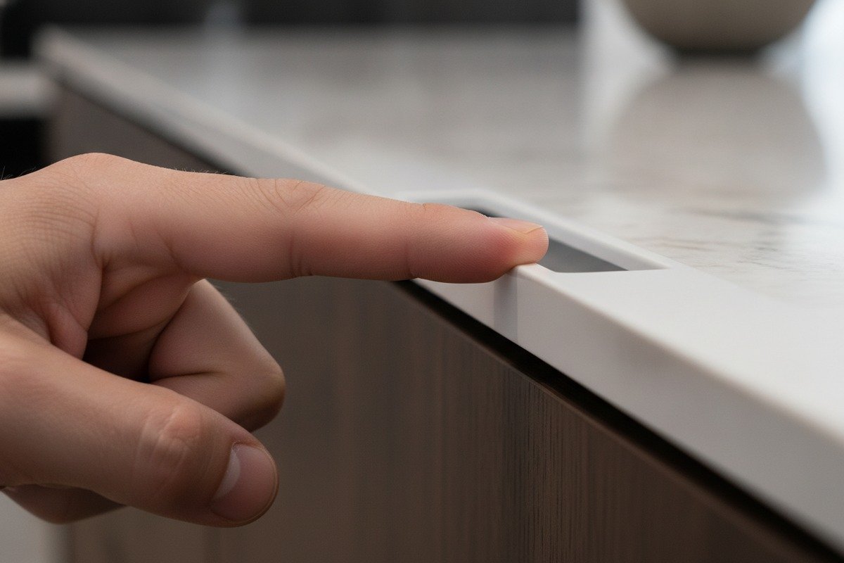 Smooth edge radius on aluminum profiles reducing finger pressure for premium ergonomic handle design (ID#3)