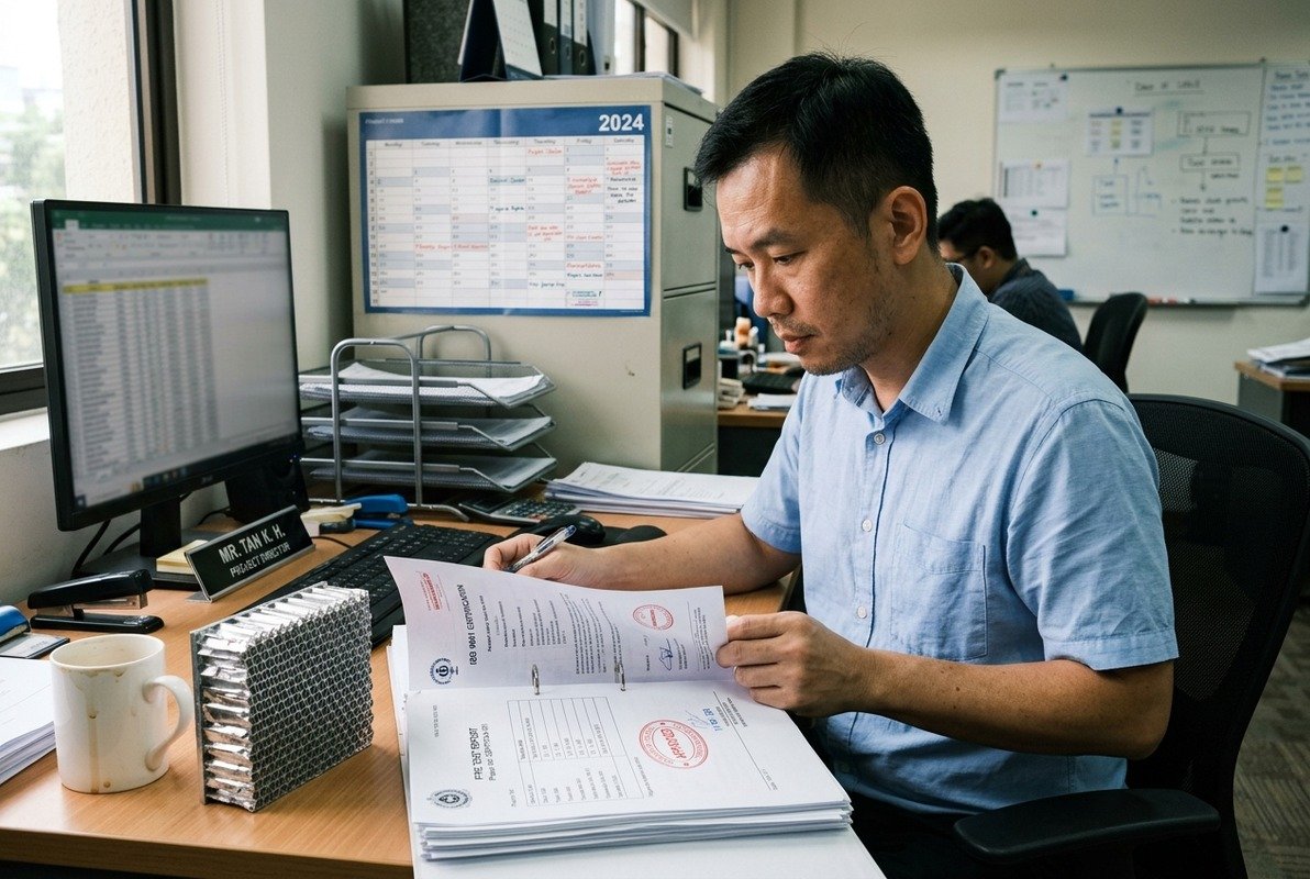 Verifying Panel Quality Certifications Verifying honeycomb panel quality through ISO 9001 certificates and international testing reports (ID#2)