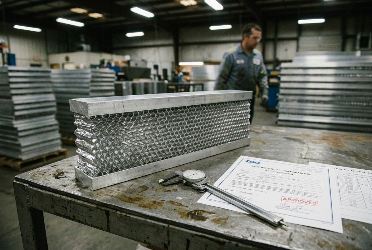Verifying Panel Quality Durability Verifying honeycomb panel quality through ISO certificates and third-party lab testing (ID#3)
