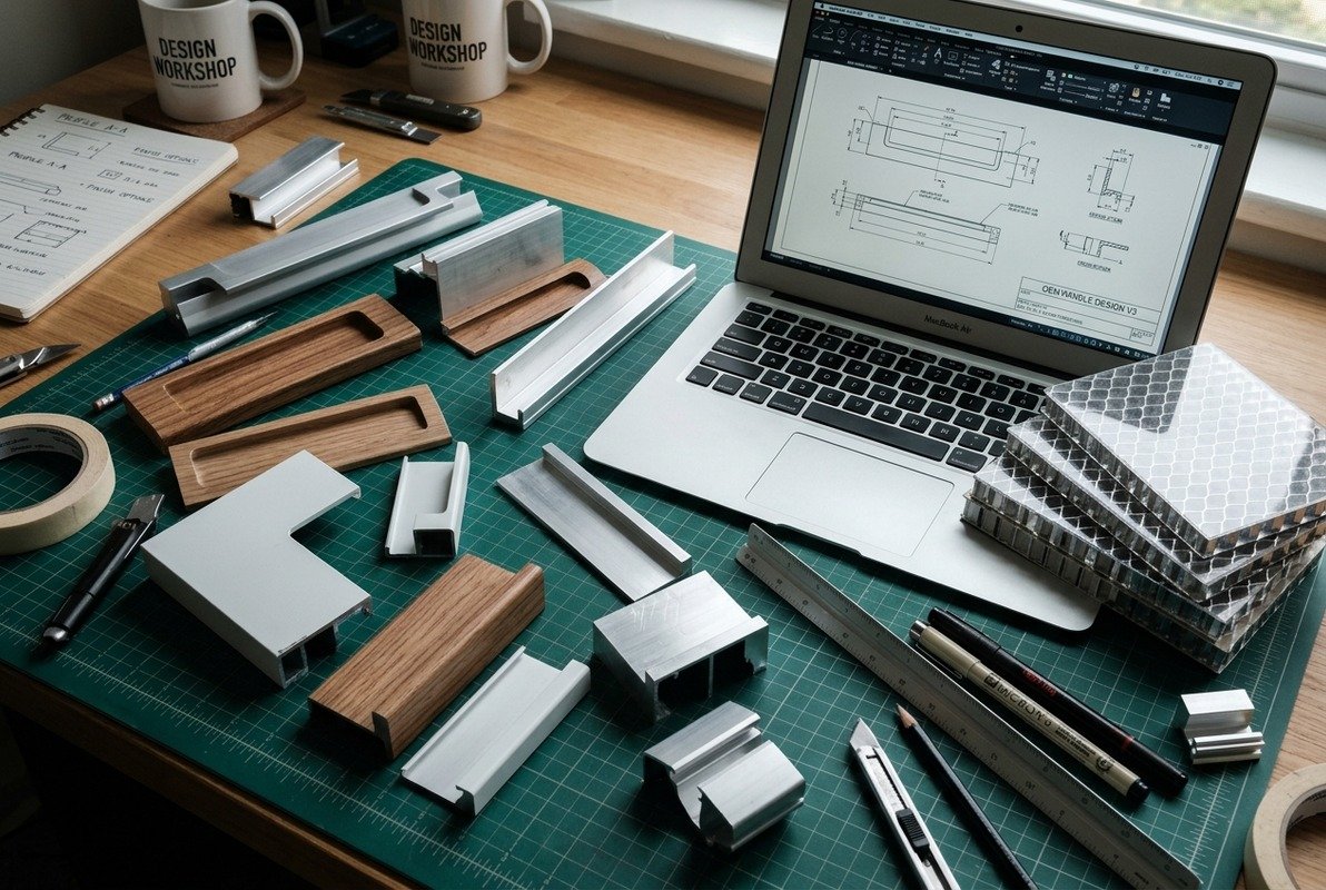 Custom OEM aluminum furniture handles with specialized anodized and powder-coated finishes from Chinese suppliers (ID#3)