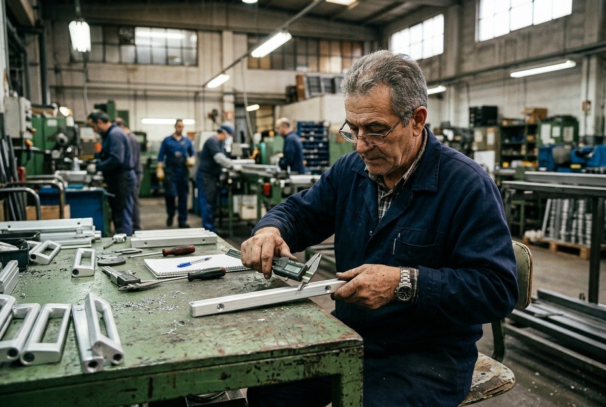 Quality Control Verification Verifying quality control processes and ISO certifications for aluminum handle manufacturing (ID#2)