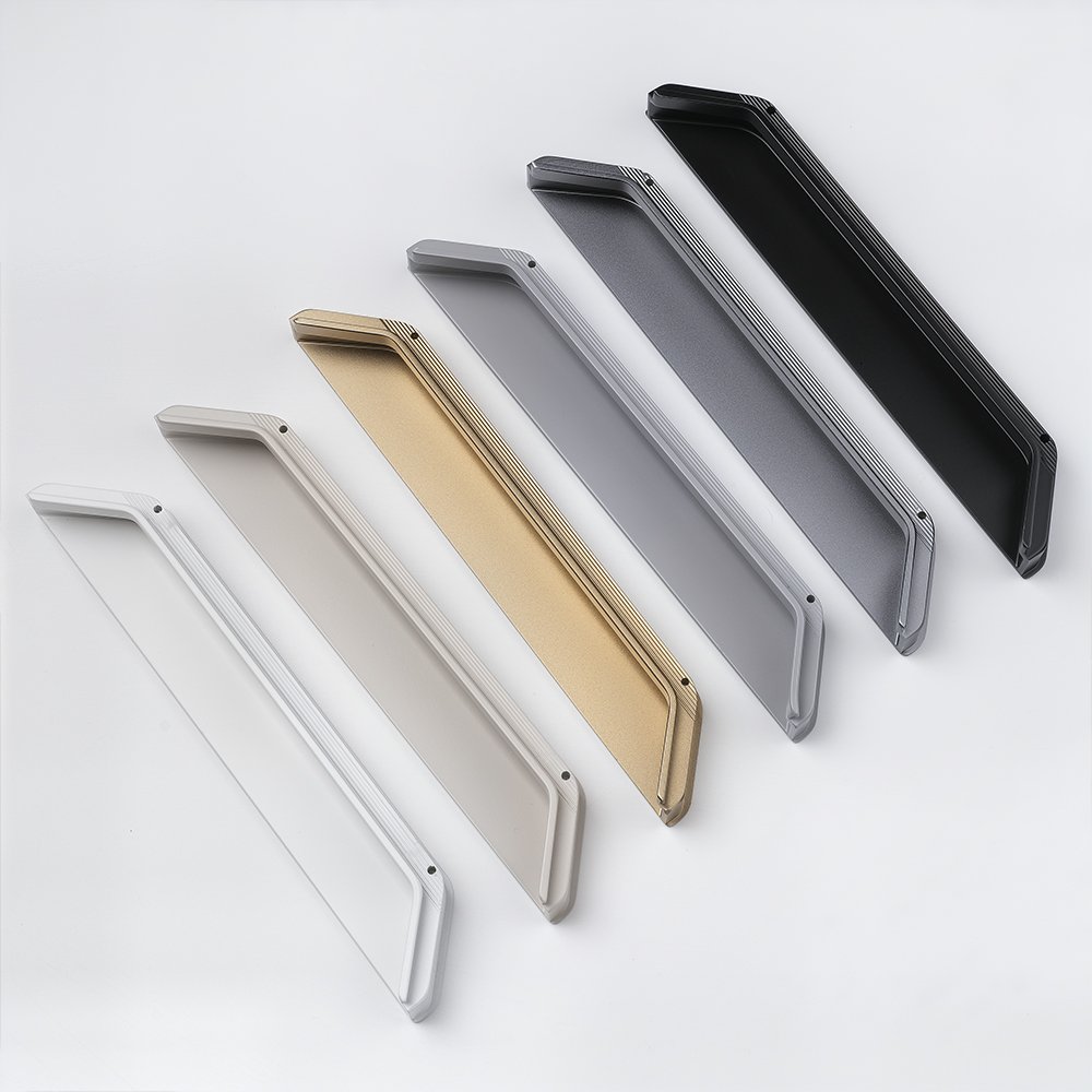 surface treatment comparison showing anodized powder coated and electroplated handles